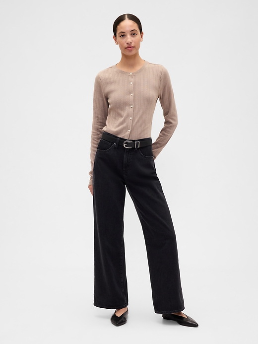 Image number 3 showing, Pointelle Button-Up Top