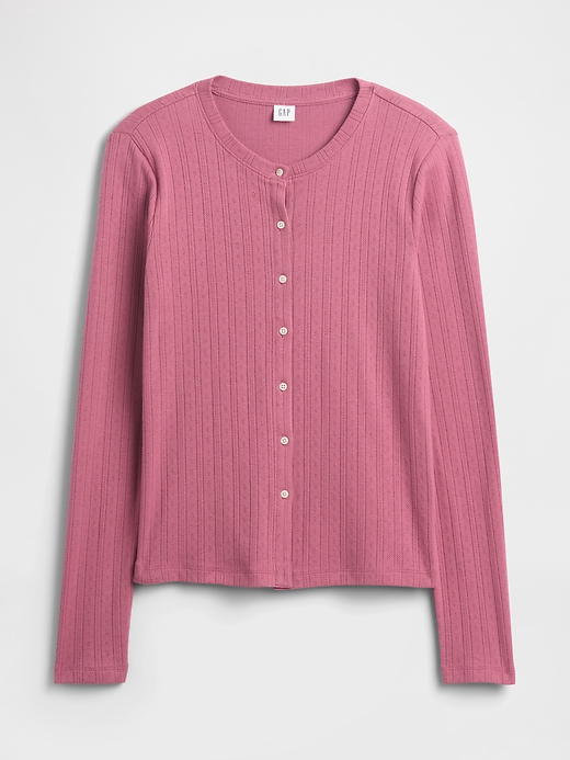 Image number 5 showing, Pointelle Button-Up Top