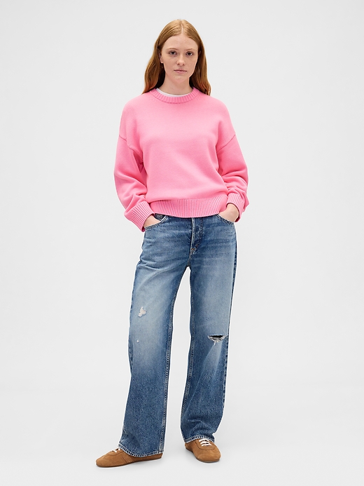Image number 3 showing, Relaxed Cotton Crewneck Sweater