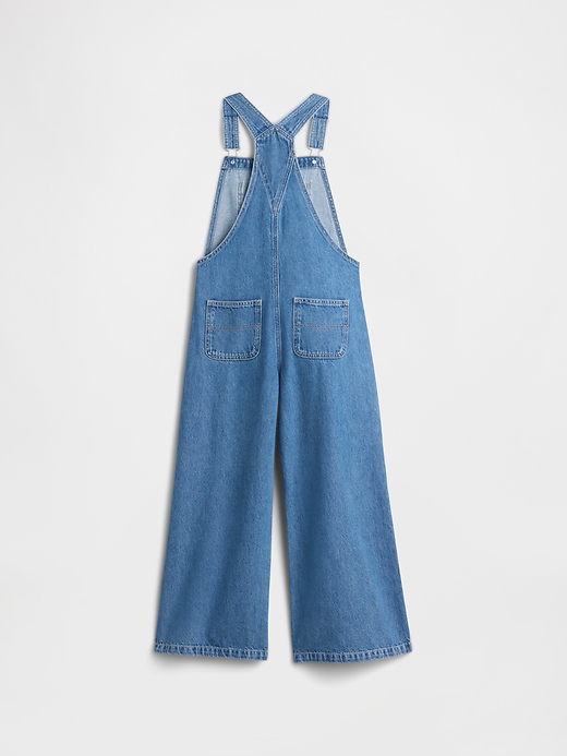 Image number 2 showing, Kids Relaxed Wide-Leg Denim Overalls