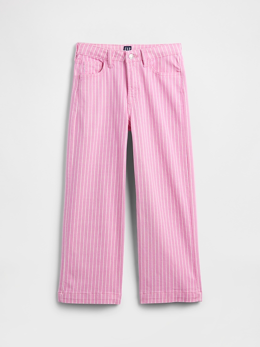 Image number 1 showing, Kids High Rise Stripe Wide-Leg Ankle Jeans