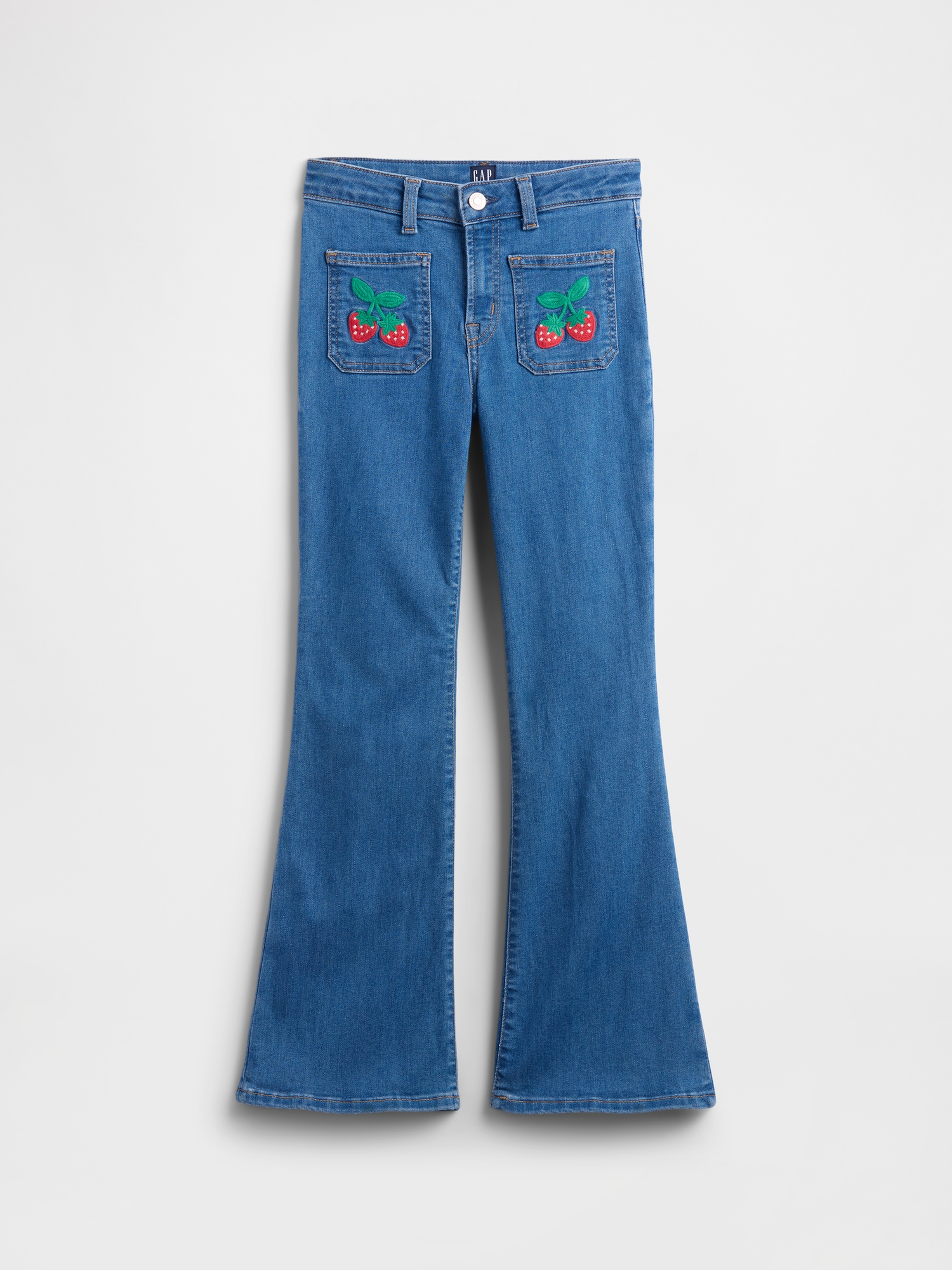 Kids High Rise Embroidered '70s Flare Jeans | Gap Factory