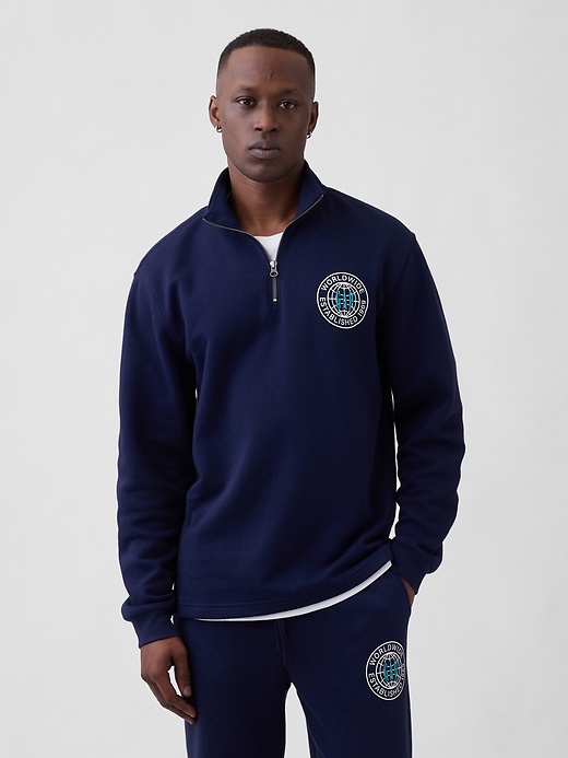 Image number 1 showing, Relaxed Gap Graphic Quarter-Zip Sweatshirt