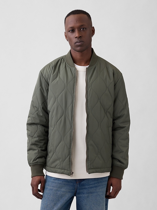 Image number 1 showing, Relaxed Quilted Bomber Jacket