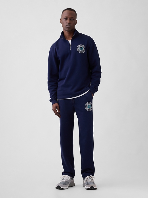 L'image numéro 1 présente Pantalon en coton ouaté à jambe droite à imprimé Gap