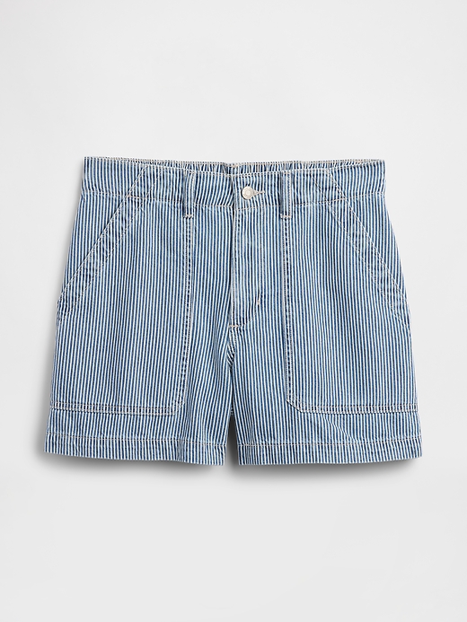 Image number 7 showing, 4" Mid Rise Stripe Soft Denim Utility Shorts