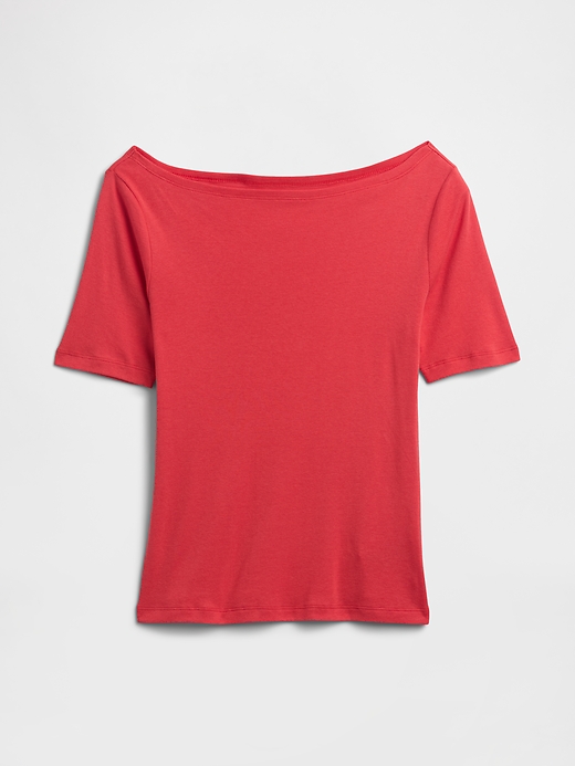 L'image numéro 5 présente T-shirt moderne côtelé à col bateau