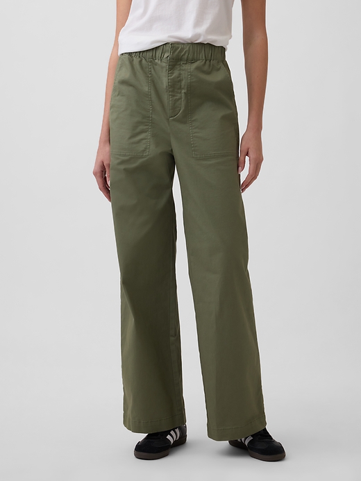Image number 2 showing, High Rise Easy Wide-Leg Khakis