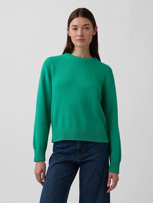 Image number 1 showing, Relaxed Cotton Crewneck Sweater