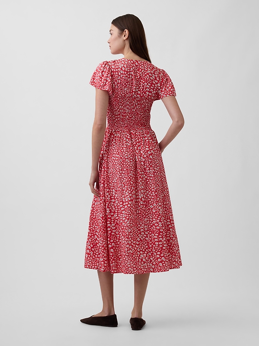 Image number 2 showing, Smocked Flutter Sleeve Midi Dress