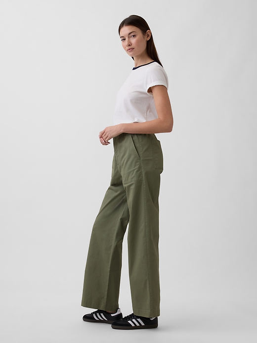 Image number 3 showing, High Rise Easy Wide-Leg Khakis
