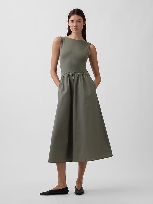 Image number 1 showing, Sleeveless Boatneck Midi Dress
