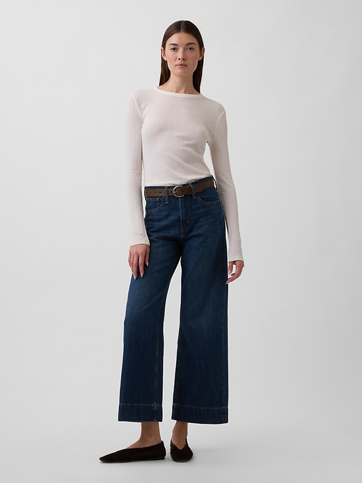 Image number 3 showing, Ribbed Pointelle Crewneck T-Shirt
