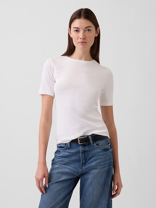 Image number 1 showing, Modern Ribbed Crewneck T-Shirt