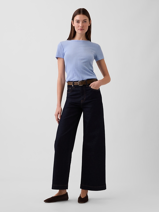 Image number 3 showing, Ribbed Pointelle Crewneck T-Shirt