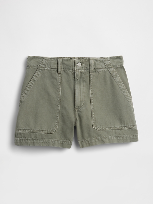 Image number 7 showing, 4" High Rise Soft Denim Utility Shorts