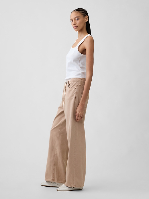 Image number 3 showing, High Rise Drawstring Wide-Leg Jeans