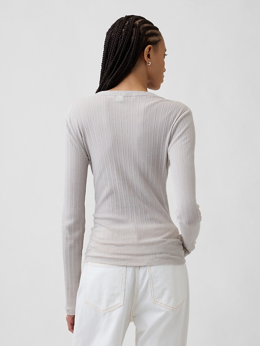 Image number 2 showing, Ribbed Pointelle Crewneck T-Shirt