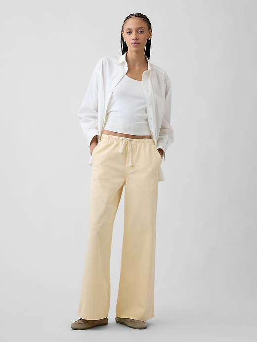 Image number 1 showing, Mid Rise Soft Pull-On Wide-Leg Jeans