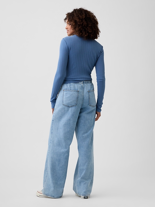 Image number 4 showing, Mid Rise Soft Pull-On Wide-Leg Jeans