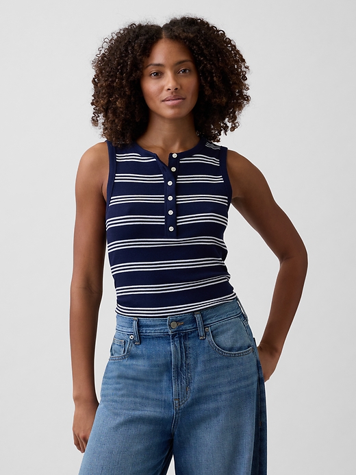 Ribbed Henley Tank Top | Gap Factory