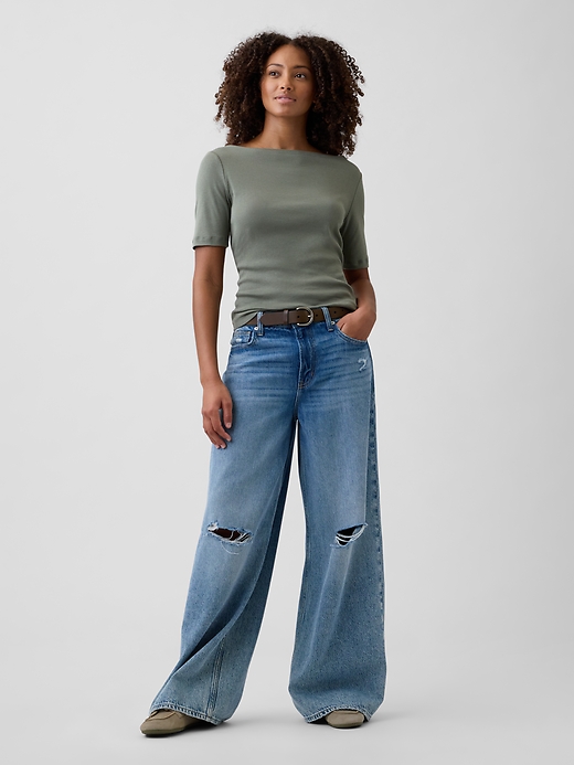 Image number 3 showing, Modern Ribbed Boatneck T-Shirt