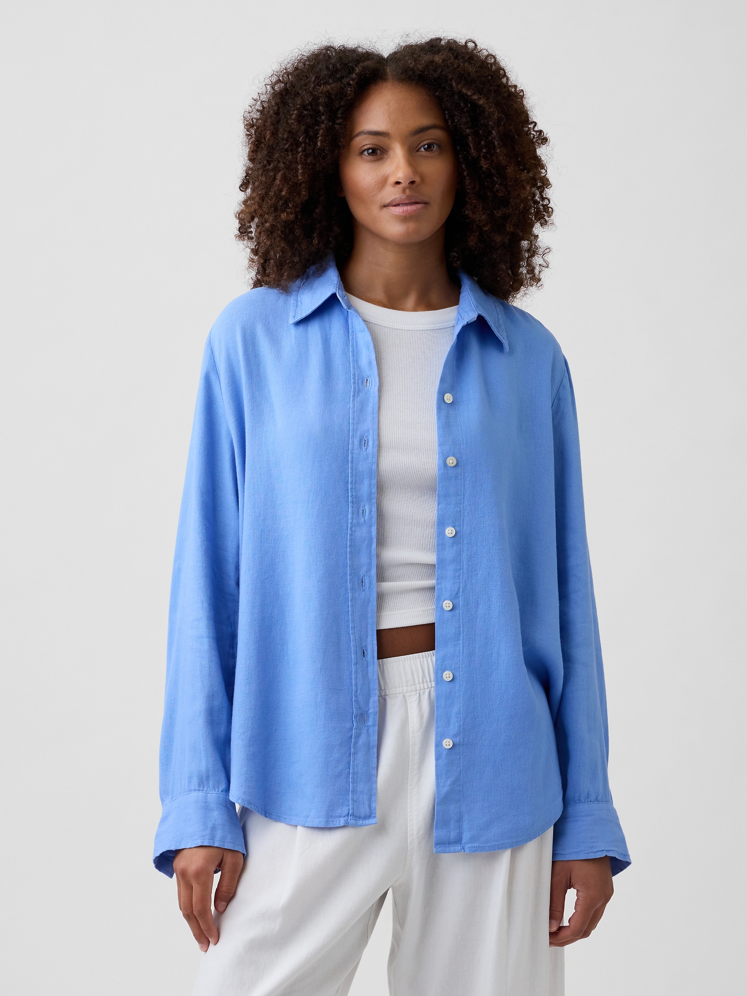 Linen-Blend Easy Shirt | Gap Factory