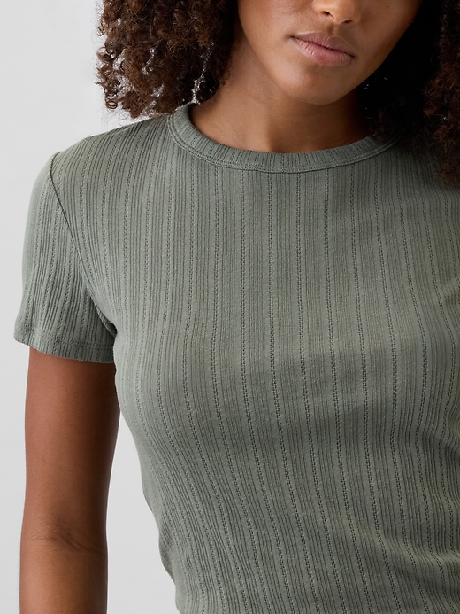 Image number 4 showing, Ribbed Pointelle Crewneck T-Shirt