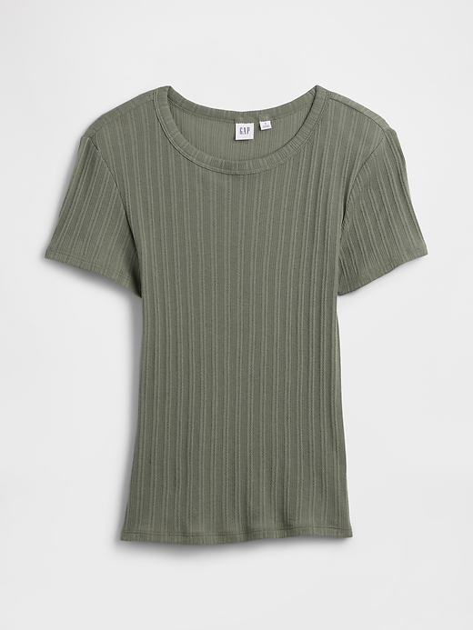 Image number 5 showing, Ribbed Pointelle Crewneck T-Shirt
