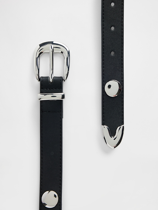 Image number 3 showing, Vegan-Leather Studded Western Belt