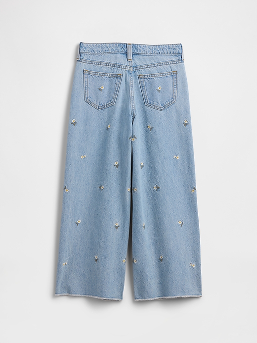 Image number 2 showing, Kids High Rise Embroidered Wide-Leg Jeans