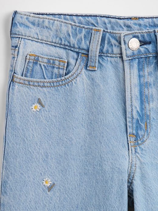 Image number 3 showing, Kids High Rise Embroidered Wide-Leg Jeans
