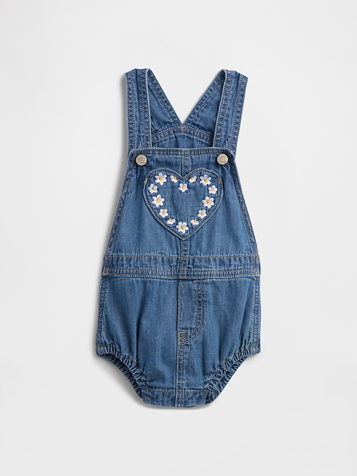 Image number 1 showing, Baby Embroidered Denim Shortalls