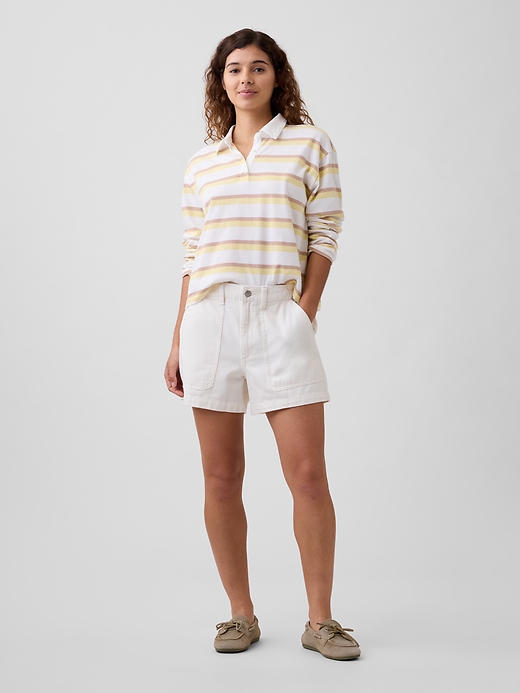 Image number 1 showing, 4" High Rise Soft Denim Utility Shorts