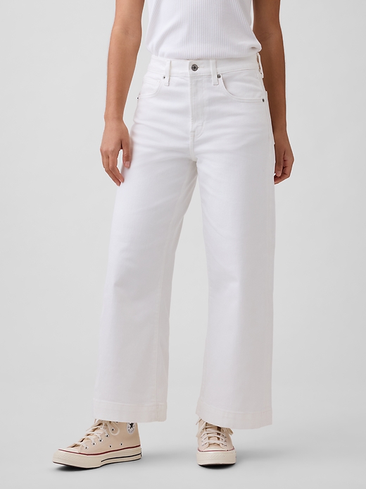 Image number 2 showing, High Rise Wide-Leg Crop Jeans
