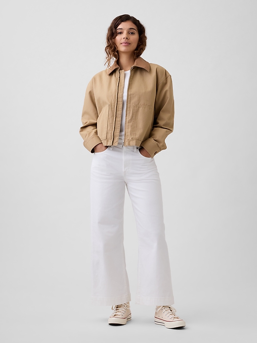 Image number 1 showing, High Rise Wide-Leg Crop Jeans