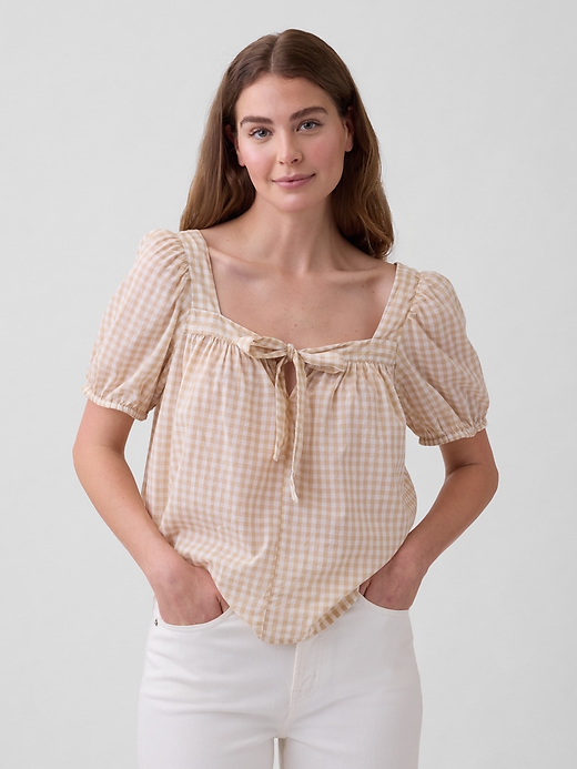 Image number 1 showing, Relaxed Tie-Front Top