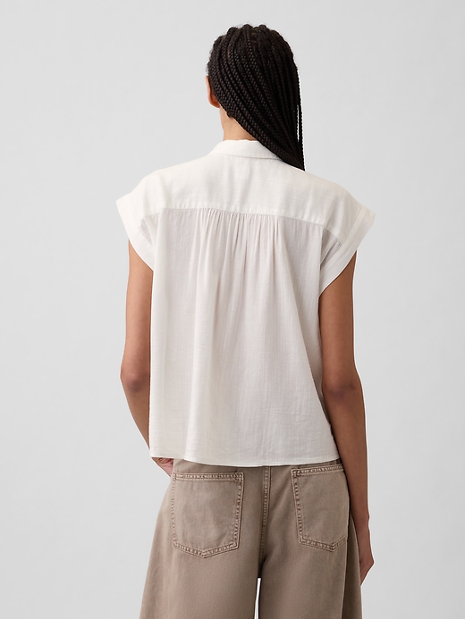 Image number 2 showing, Collared Cap-Sleeve Shirt