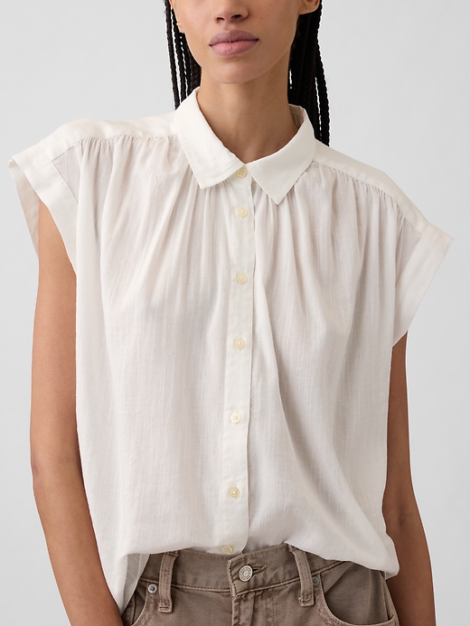 Image number 4 showing, Collared Cap-Sleeve Shirt