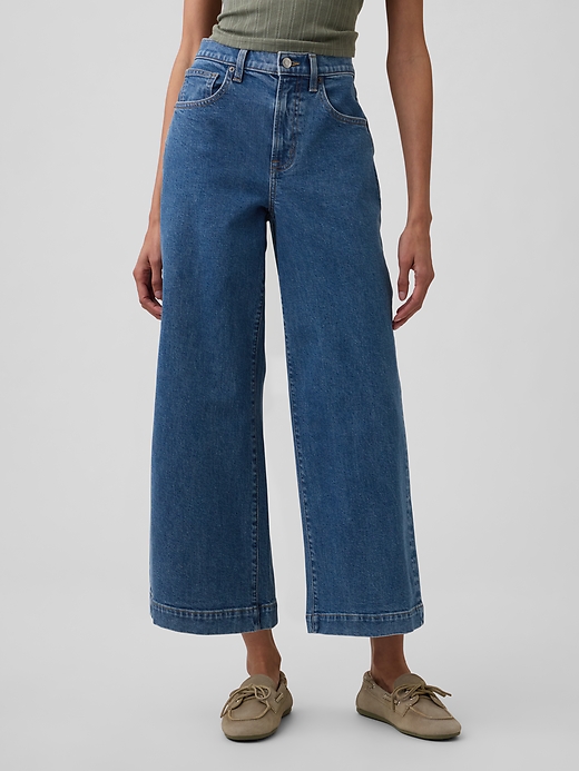 Image number 2 showing, High Rise Wide-Leg Crop Jeans