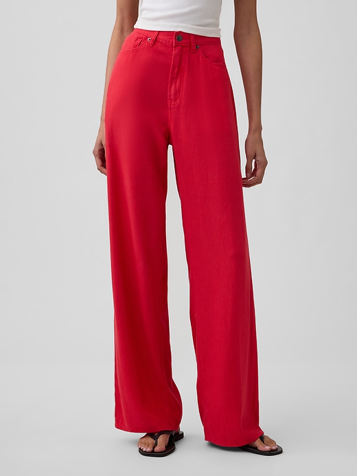 Image number 2 showing, High Rise Linen-Blend Wide-Leg Pants