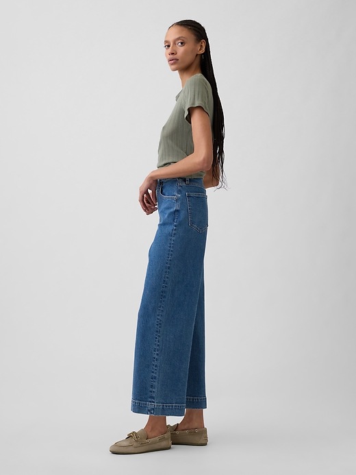 Image number 3 showing, High Rise Wide-Leg Crop Jeans