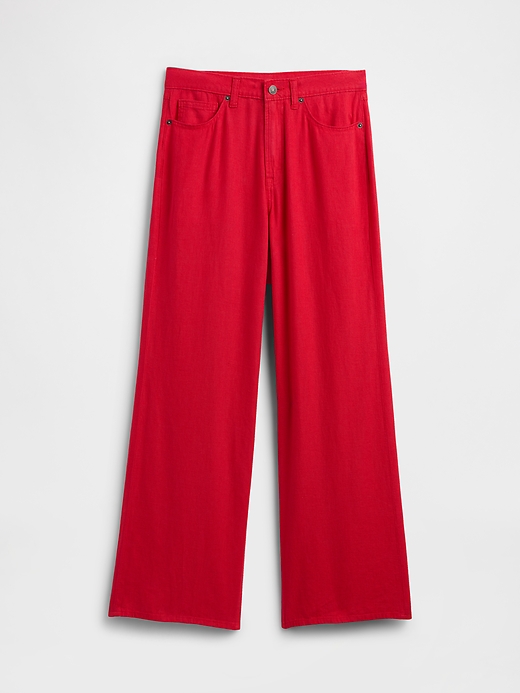 Image number 7 showing, High Rise Linen-Blend Wide-Leg Pants