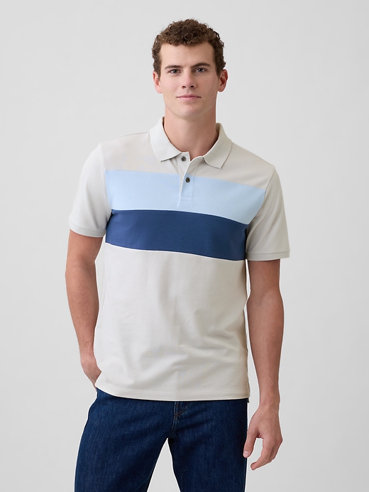 Image number 1 showing, Colorblock Stretch Pique Polo Shirt