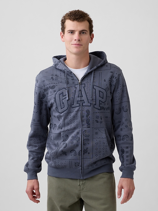 Image number 1 showing, Adult Relaxed Gap Logo Print Zip Hoodie