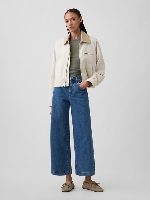 Image number 1 showing, High Rise Wide-Leg Crop Jeans