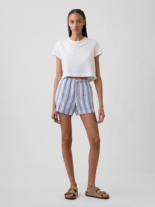 Image number 1 showing, 4" High Rise Pull-On Linen-Blend Shorts