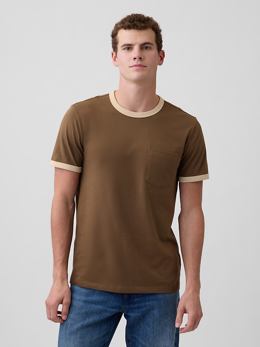 Image number 1 showing, Everyday Soft Ringer Pocket T-Shirt