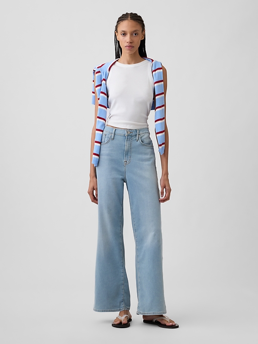 Image number 1 showing, High Rise Wide-Leg Sweatpant Jeans