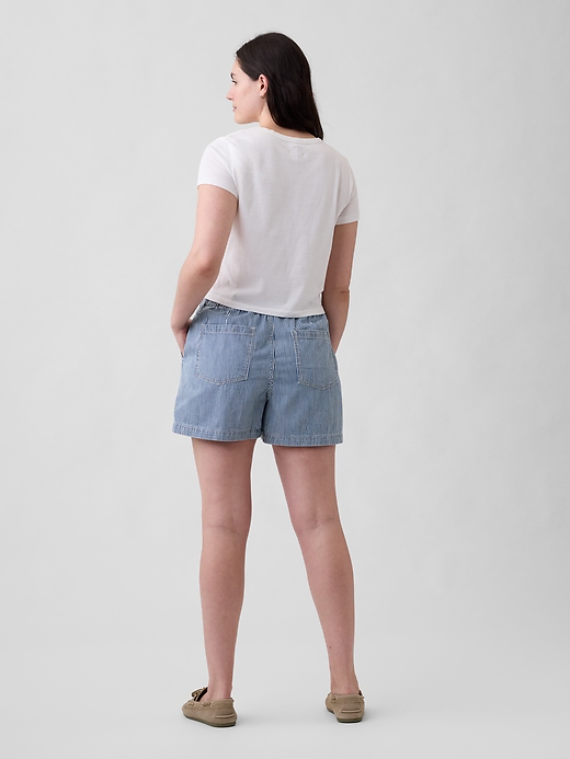 Image number 6 showing, 4" Mid Rise Stripe Soft Denim Utility Shorts